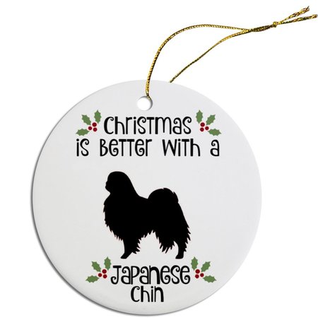 MIRAGE PET PRODUCTS Breed Specific Round Christmas Ornament Japanese Chin ORN-R-B45